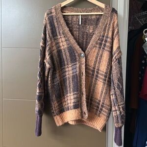 Free People Plaid Oversized Sweater XSP